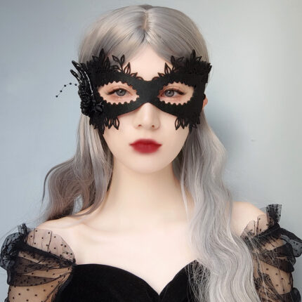 Damenmode Halloween Maskerade Rose halbe Gesichts maske