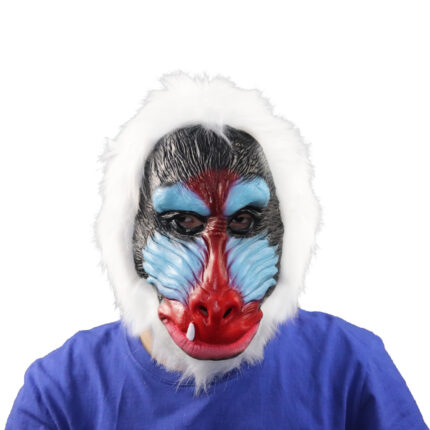 Rot Gesicht Pavian Latex Ape Orang-utan Kopf Set Tier Affe Maske