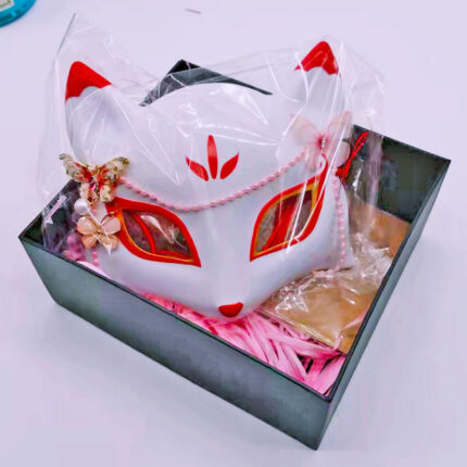 Handgemaltes japanisches Hefeng Fox Maske halbes Gesicht