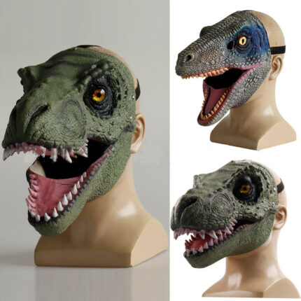 Dinosaurier Moving Mund Latex Maske Kopfbedeckungen Halloween-Party Cos Requisiten