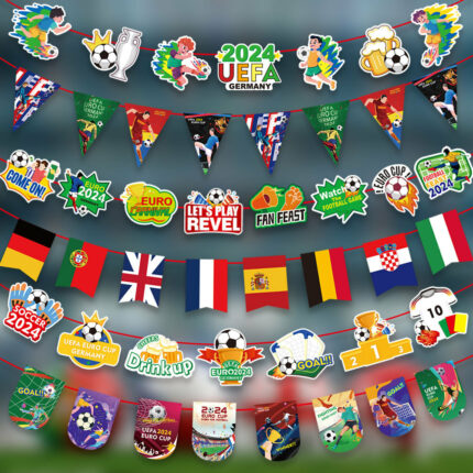 2024 Europapokal Fußball hängende Flagge Club Fußball Party Dekoration Streich flaggen