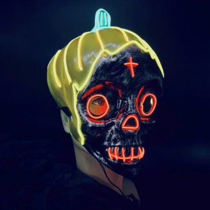 Halloween Horror Maske LED leuchtende Kürbis Schädel