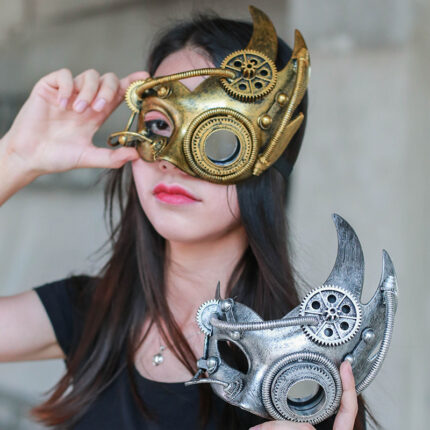 Mechanische Steampunk Retro Halbe Gesicht Maske