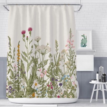 Farbe Floral Anlage Dusche Vorhang Bad Vorhang Polyester