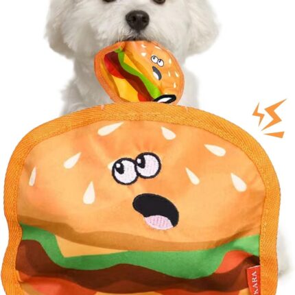 Crinkle Hundes pielzeug Quietschend Hundes pielzeug ohne Füllung Hundes pielzeug Langlebiges interaktives Hunde kau spielzeug für Welpen kleine mittelgroße Hunde Hamburger