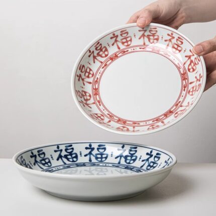 Handgemalte Fu-Charakter 8-Zoll-Scheibe Keramik salatplatten