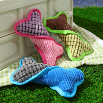 Teddy-Spielzeug mit Hunde-Sound-Knochen-Modell Biss beständiges Haustier-Zubehör Mais-Fleece-Futter-Spielzeug zur Linderung der Langeweile
