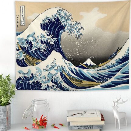 Ukiyo-e Japanischen Stil Wohnzimmer Tapisserie Welle Wandteppich Dekoration