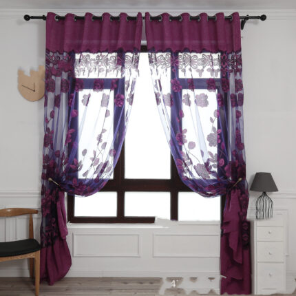 Moderne und einfache blume blooming reiche und ehren große pfingstrose jacquard ausgebrannten fenster bildschirm vorhang