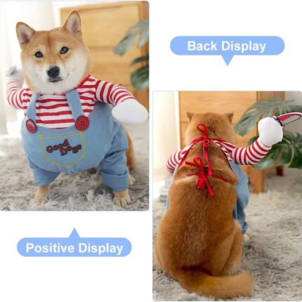 Striped Harness Pants For Dogs And Cats Fun Harness With Knife For Halloween 3-piece Set