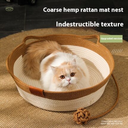 Cotton String Stitching Cute Woven Cat Nest Mat
