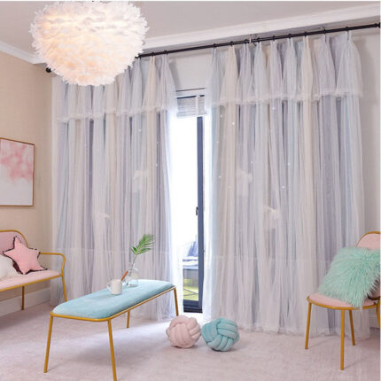 Nordic Einfache Hohl Stern Prinzessin Wind Schlafzimmer Blackout Vorhänge