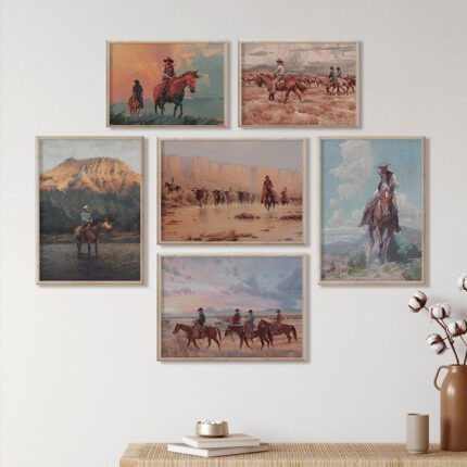 Home Fashion Vintage Cowboy Portrait Öl auf Leinwand Poster
