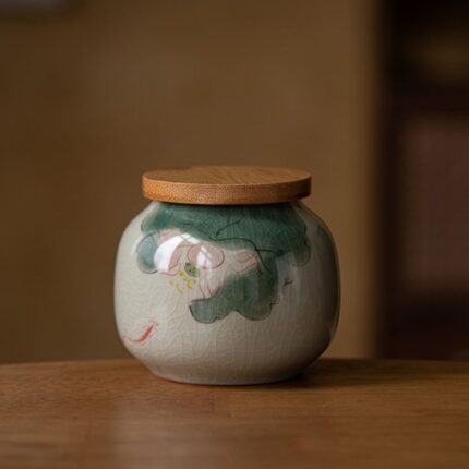 Ice Crack Hand Painted Lotus Tea Pot