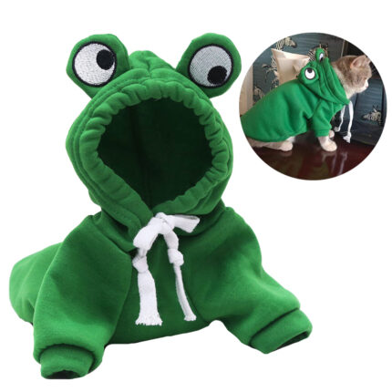 Weiche warme Katzen kleidung für kleine Hunde Katzen lustige Halloween Cosplay Frosch Kostüm Kätzchen Kreative Sweatshirts Haustier Herbst Hoodies