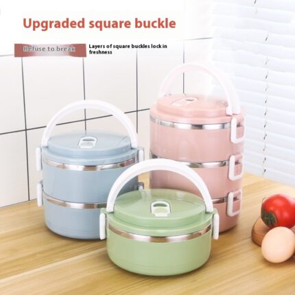 Schüler fach Mehr schicht ige runde Edelstahl-Isolier-Lunchbox