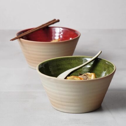 Retro Eating Bowl Underglaze Pottery Clay Salad Bowl