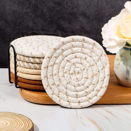 Table Mat Hand-woven Heat Proof Bowl Coaster Cup Coaster Plate Cotton Linen
