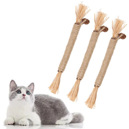 3 Pack Silver vine Sticks für Katzen Katze Kauen Spielzeug für Zahnpflege essbare Katze Kau stangen für Zähne Reinigung Kitty Spielzeug für Indoor-Katzen