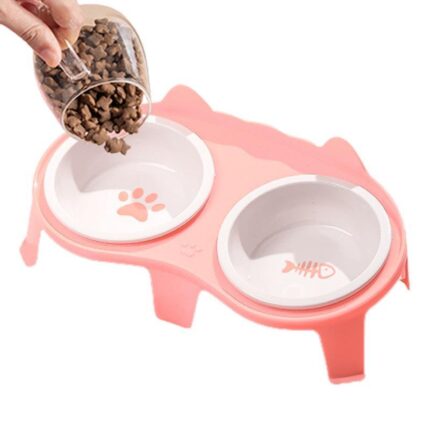 Katzenfutter und Wassers ch üssel Set Keramik Haustier Schüssel Set Erhöhte Gekippte Schüssel mit Stand Indoor Cat Geschirr Schüssel mit Haken Design Wasser