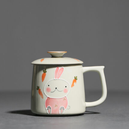 Household Grass And Wood Gray Hand-painted Cute Rabbit Ceramic Underglaze Water Cup