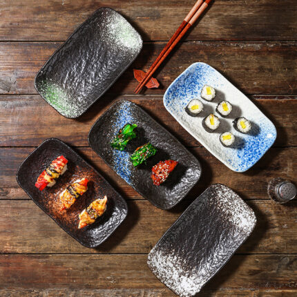 Keramik rechteckiger Stein muster Teller Sushi Dessert Teller
