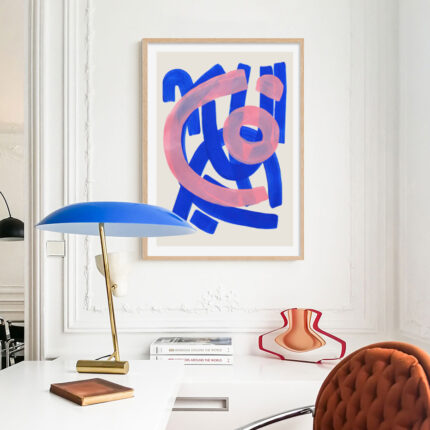 Moderne Abstrakte Mid-century Aquarell Pinsel Hub Poster Auf Orange Leinwand