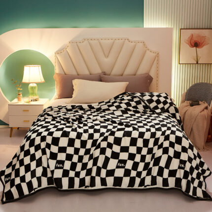 Vintage Checkerboard Milk Velvet Blanket