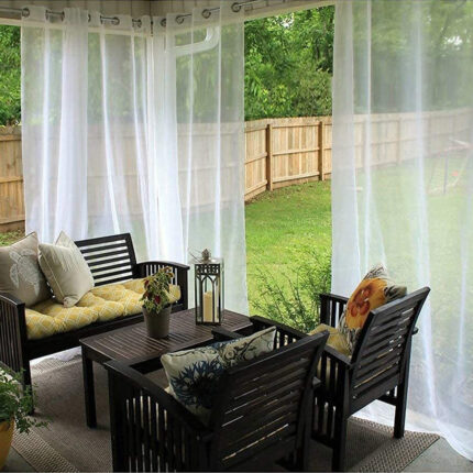 Outdoor-Beschattung Tür Vorhang Wasserdichter Vorhang Pavilion Balkon Weiß Mesh Vorhänge Terrasse Fenster Bildschirm