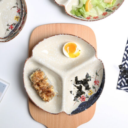 Ceramic Three-grid Breakfast Salad Dish Tableware Divided Plate