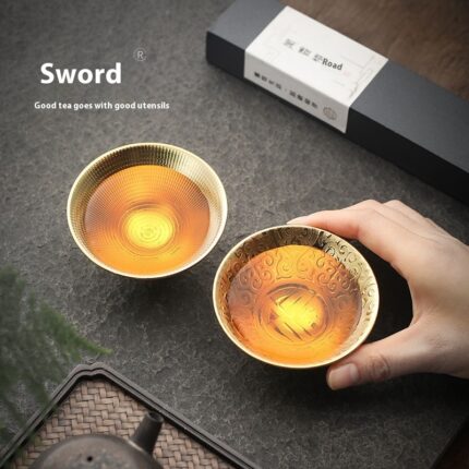 Blaue Kirin-Vergoldung Temmoku-Tasse Kung-Fu-Tee-Set Haushalts-Master-Cup-Einzel-Tee-Schüssel