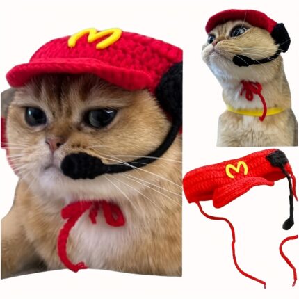 Handgemachte Katzen koch mütze Haustier Geburtstags zubehör Baumwoll strick pullover für kleine bis mittlere Katzen und Hunde Haustier zubehör Katzen kleidung