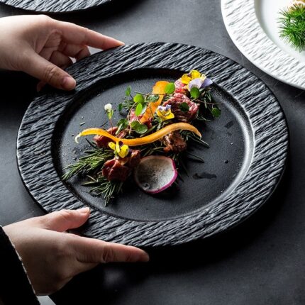 Black Light Luxury High-grade Western Restaurant Steak Plate
