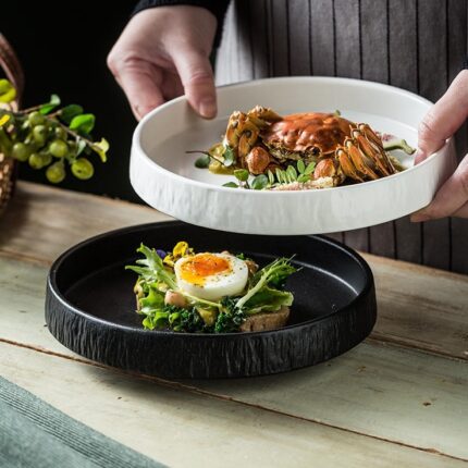 Simple High-grade Stone Pattern Tableware Ceramic Plate