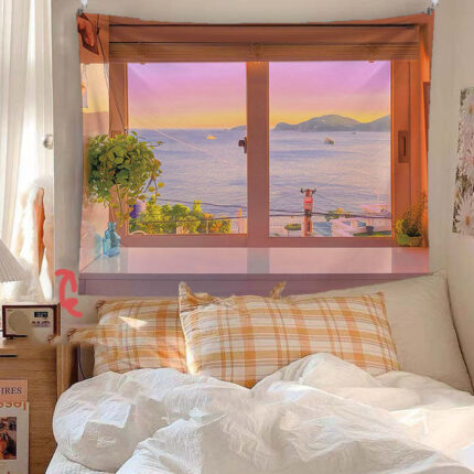 Falsche Fenster Fenster Landschaft Hintergrund Tuch