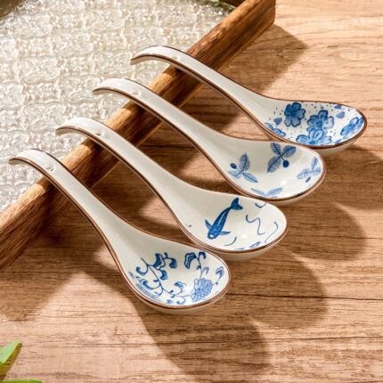 Household Ceramic Retro Long Handle Good-looking Spoon