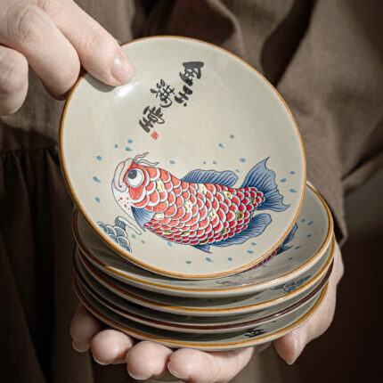 Ceramic Household Retro National Style Goldfish Coaster